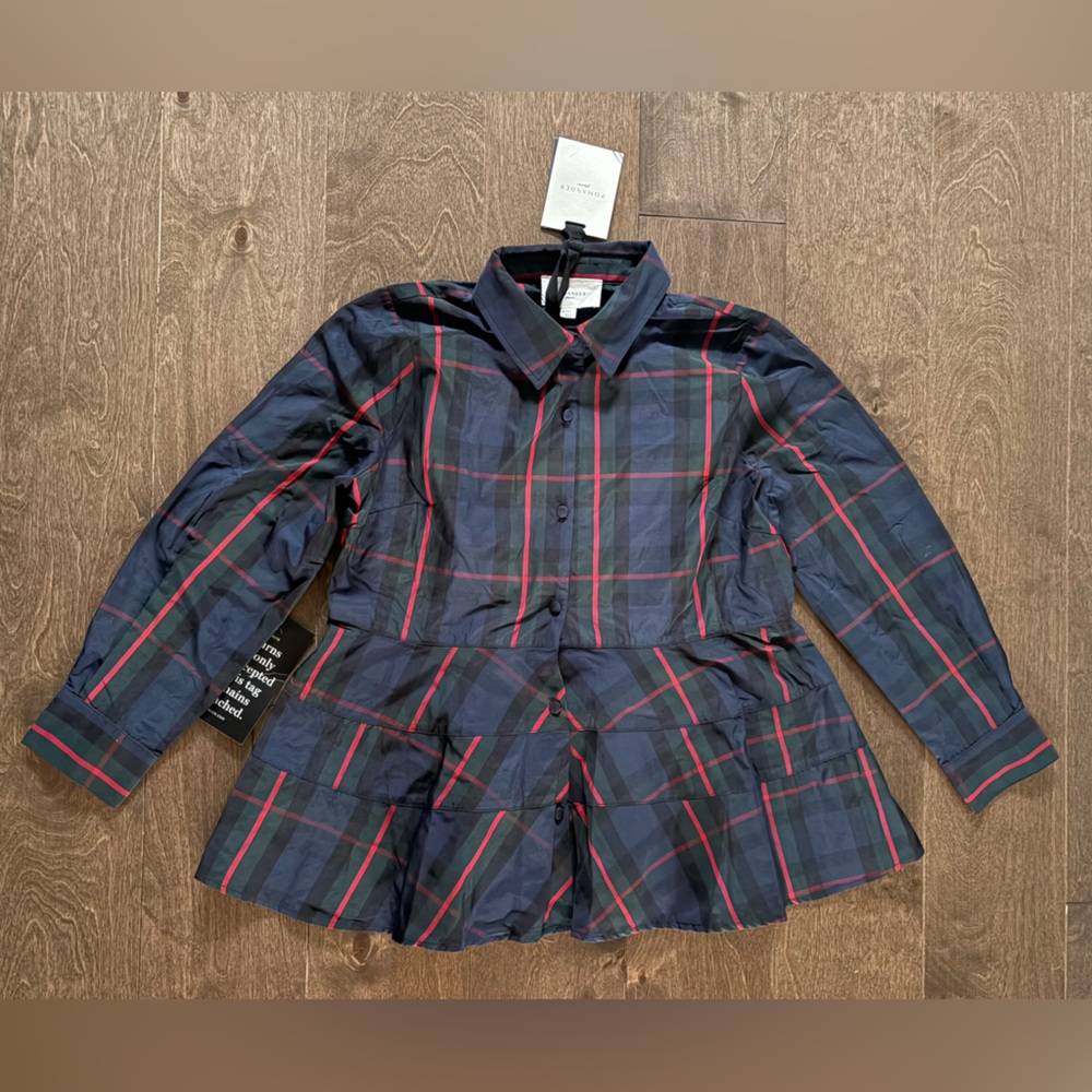 Tuckernuck Pomander Place Women's Fraser Plaid Ashlen Blouse, Size Medium - Picture 3 of 8